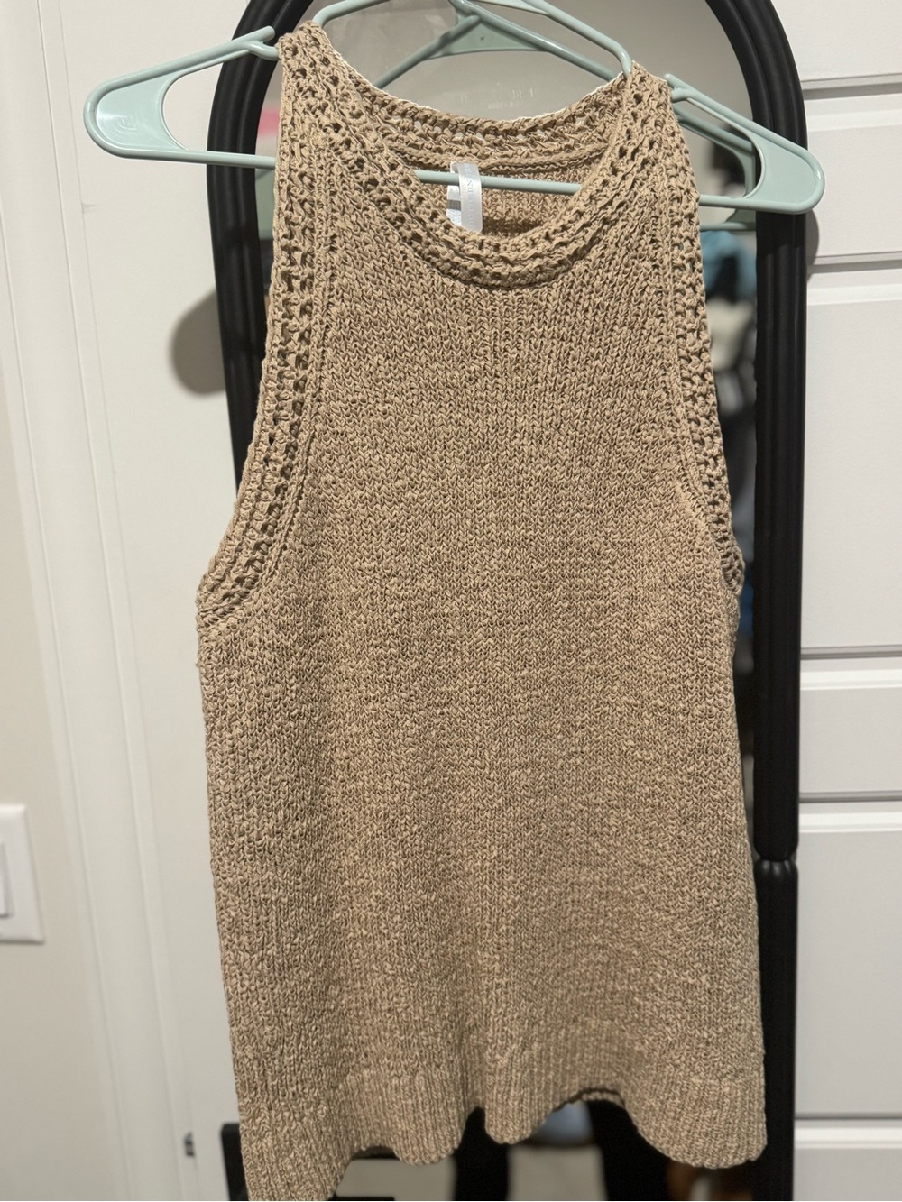 Southern Tide Tan Crochet-Trim Knit Tank